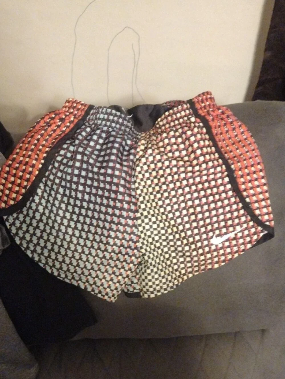 Nike Girls Gray Tee And Shorts with Multicolor Heart and White Swoosh